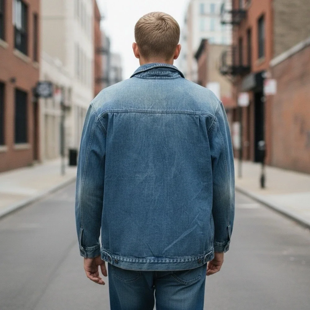 C. E. Schmidt Workwear Fleece Lined Denim Shirt‎ Shacket Medium Grunge